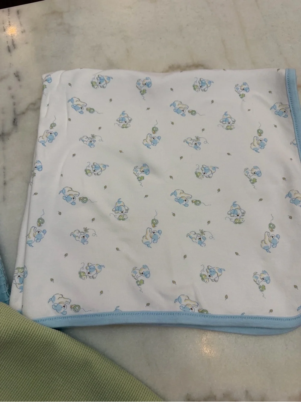 Baby Boy Lot of Three Blankets- Blue, Green, White